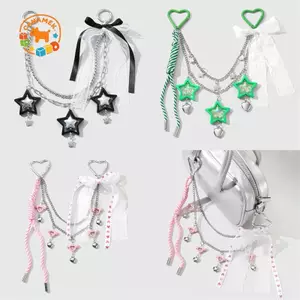 CANAMEK Dễ Thương Ngọt Ngào Nơ Ngôi Sao Trái Tim DIY Bapa Trang Trí Dây Quyến Rũ Nữ Tính Tình Yêu Bule Móc Khóa Mặt Dây Chuyền Đồ Trang Trí Quà Tặng CSF