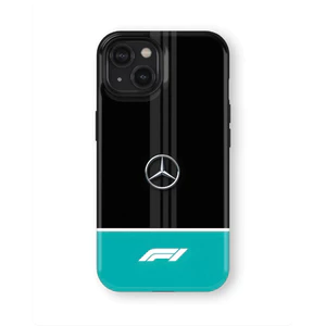 Đen Xanh Mercedes Benz f1 Thích hợp cho iPhone 17ProMax 16Pro 15 11 12 13 14 xs XR 17Air Vỏ bảo vệ hai lớp chống sốc Vỏ điện thoại