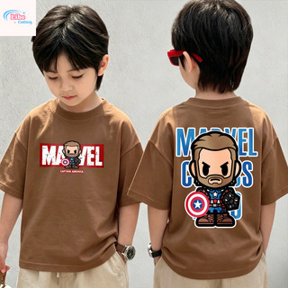 Áo Thun Trẻ Em In Hình Captain America 2 Mặt, Vải Cotton, Thời Trang Hàn Quốc, Cho Bé Trai Mùa Hè