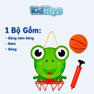Bộ Bóng Rổ Mini Hình Ếch Xanh KidToys - Kèm Bóng Và Bơm Cho Bé Chơi Vận Động