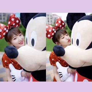 Minnie Super Sweet Big Bow Headband Hàn Quốc Influencer Ảnh Dễ Thương Disney Mickey Polka Dot Sequin Headband