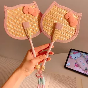 Mùa Hè Di Động Pu Quạt Bướm Dễ Thương Hình Mèo Nhiều Màu Sắc Cũ Thời Trang Mùa Hè Nguyên Chất Tay Dệt Chuối Quạt Cô Gái