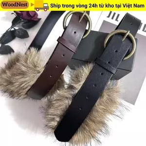 Thắt lưng lông giả WOODNEST, Thiết kế hợp thời trang Thắt lưng nối lông thú sang trọng phù hợp, Thắt lưng Punk Y2K cổ điển Thời trang nữ