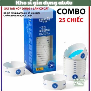 Combo 25 Gạt Tàn Xốp Dùng 1 Lần Có Cát Khử Mùi, Cốc Gạt Tàn Giấy Chống Tro Bay Dùng Cho Quán Nhậu Karaoke Cafe