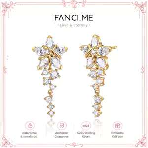 FANCIME "Vega Serenade" Bông tai hình ngôi sao lấp lánh Alpha Lyrae Sterling Silver Stud