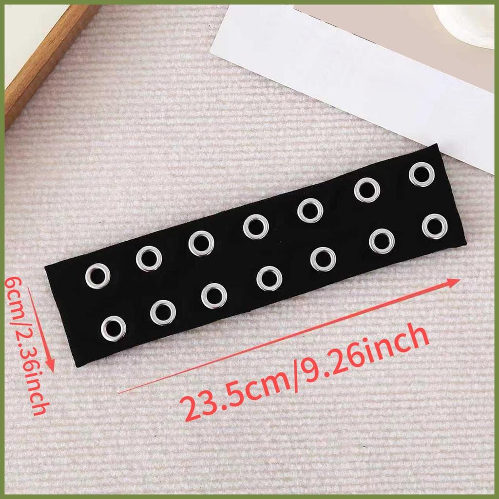 Băng Đô Grommet Cho Nữ Gothic Rỗng Ra Lỗ Băng Đô Quấn Tóc Thoáng Mát Phong Cách Punk Chống Trơn Trượt Co Giãn Đinh Tán Băng Đô kouvn