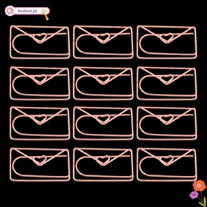 BEABOUT 12 Kẹp Giấy Hình Phong Bì, Kim Loại 34 × 21mm Bookmark Clip, Dấu Trang Dễ Thương Hoa Hồng Vàng Tổ Chức Tài Liệu Kẹp Đồ Dùng Học Tập
