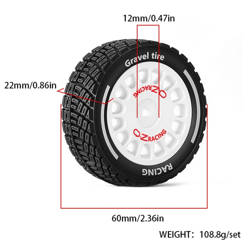 4 60mm 12mm Hex High Grip On-Road Rally Lốp Xe Bánh Xe Cho 1 / 14 MJX 14301 14302 14303 14304 RC Xe Nâng Cấp Phần