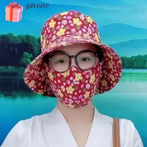 Mũ hái trà GAVESTO, Mũ làm việc nông nghiệp chống tia cực tím, Khăn choàng vành rộng thời trang thể thao ngoài trời