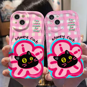 Ốp Lưng Cho OPPO Reno 15 14 13 12 11 10 Pro 8 6 15F 14F 13F 8Z 7Z 6Z A6X A3X A5i A17K A16K A16E A15S A12E Kem Sóng Cong Edge Motif Money Cat NYK166