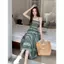 Phong cách mới Phong cách Hàn Quốc eo hẹp mỏng hơn trông tươi tắn Váy dài co giãn