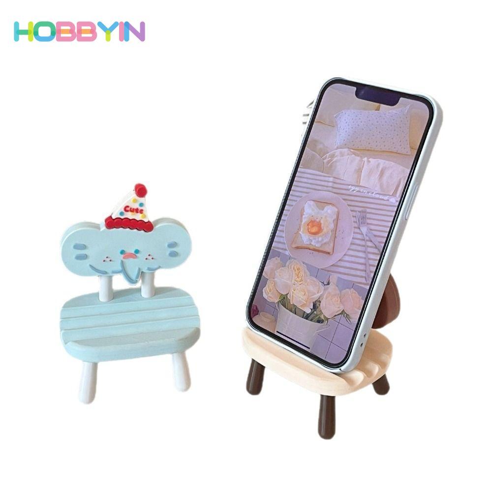 Giá đỡ lười máy tính bảng HOBBYIN, Giá đỡ ghế Mini có thể điều chỉnh góc hoạt hình, Đồ trang trí sáng tạo Giá đỡ điện thoại để bàn