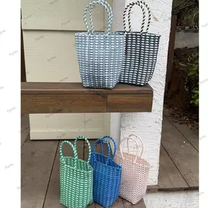 Túi xách dệt PVC PYCOU, Túi Tote giỏ rau củ mở chống thấm nước, Túi đi biển đa năng dung tích lớn Túi đi biển đi biển du lịch hàng ngày Sử dụng