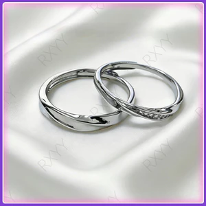Cùng nhau Love River Cặp Đôi Nhẫn Mạ Đồng Mobius Ánh Sáng Sang Trọng Mở Có Thể Điều Chỉnh Nam Nữ Nhẫn