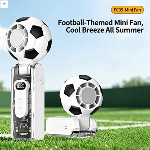 Quạt cầm tay màn hình kỹ thuật số 2026 - Quạt Mini gấp Mecha trong suốt sạc USB