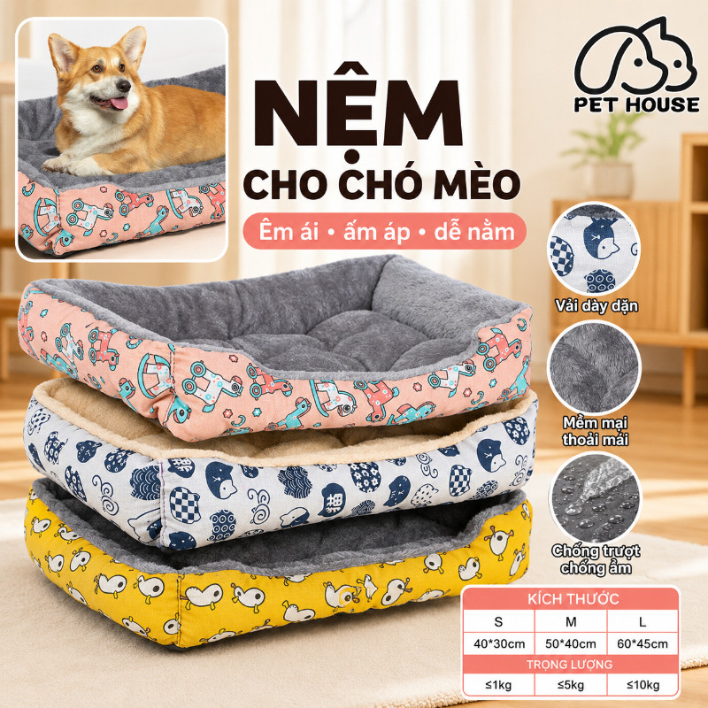 【Pet House】Dùng Được Suốt Bốn Mùa Ổ Mèo Đệm Cho Chó Dùng Được Suốt Bốn Mùa Sản Phẩm Thú Cưng Đa Năng Ổ Cho Thú Cưng