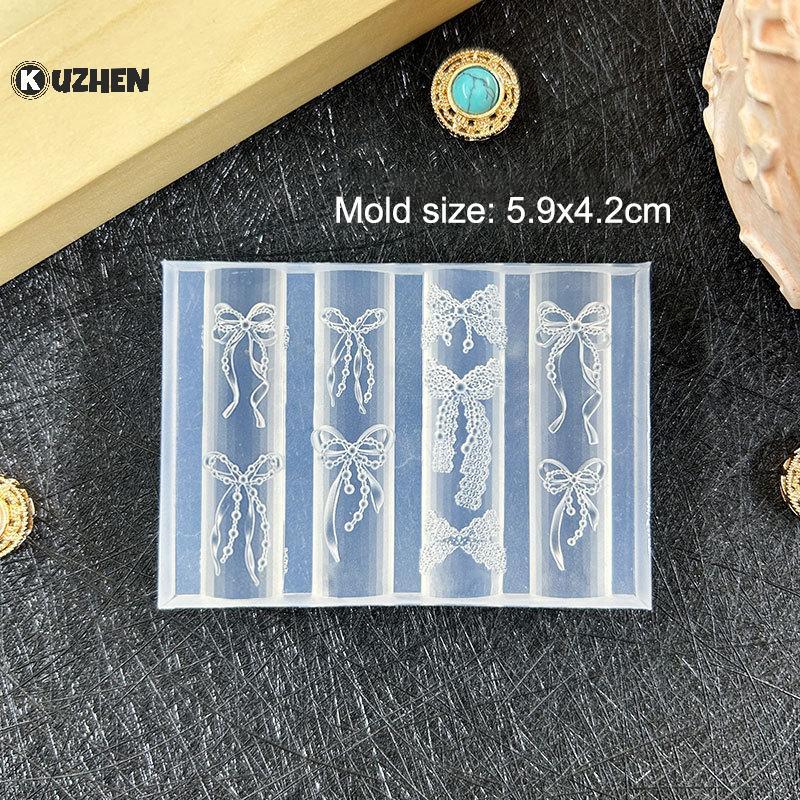 KUZHEN 3D Khuôn Làm Móng Tay Silicon Dụng Cụ Làm Móng Hoạt Hình Nơ Thỏ Khung Đá Quý Móng Tay Quyến Rũ Khuôn Móng Tay Phụ Kiện Nghệ Thuật Móng Tay Đồ Dùng HOT