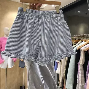 Quần short viền nấm phong cách Hàn Quốc dành cho nữ Xuân Hè Phong cách mới giản dị Thắt lưng co giãn kiểu dáng thoải mái