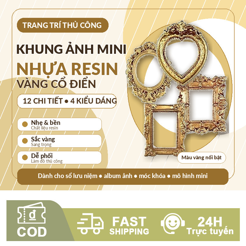 Khung ảnh mini decor tường phòng khách, nhựa resin phong cách châu Âu 12 món vintage đẹp