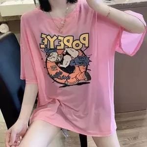Mùa hè phong cách Hàn Quốc tay ngắn chống nắng cỡ lớn Áo thun hoạt hình dáng rộng hàng đầu dành cho nữ