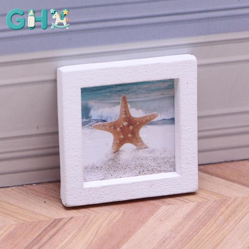 GHX 1 Bộ 1: 12 Nhà Búp Bê Thu Nhỏ Mùa Hè Bãi Biển Khung Ảnh Phong Cảnh Bức Tranh Tường Trang Trí Mô Hình Trang Trí Đồ Chơi Nhà Búp Bê Phụ Kiện VN