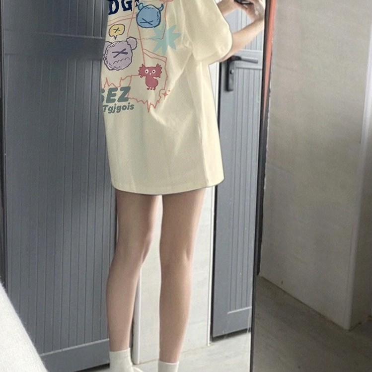 （Giao hàng 24h）Angela Áo Thun Nữ Cổ Tròn Ngắn Tay In Hình Thời Trang Hàn Quốc Y2K