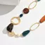 WEETW Hình Học Choker, Vòng Cổ Vòng Cổ Hình Dạng Không Đều Rỗng, Phong Cách Bohemian Giả Mã Não Hạt Gỗ Dài Lớp Trang Sức Bohemian Đảng