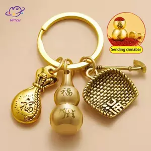 HFTOY Đồng Nguyên Chất Luy Túi Bầu Quà Tặng Sáng Tạo Cung Hoàng Đạo Quà Tặng Xe Móc Khóa Mặt Dây Chuyền ~