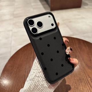 Túi đựng trống họa tiết da Vỏ dày Thích hợp cho iPhone 17 Pro Max 13 Pro 11 Pro XS 15 Pro Max 12 14 ProMax 8 Plus 16 ProMax Chấm bi nhỏ Thời trang Chống va đập