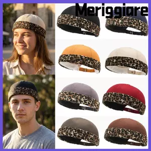 MERIGGIARE Docker Beanie, họa tiết da báo không có nắp che vành, Cotton giặt thường ngày Mũ Skullies màu trơn mặc hàng ngày