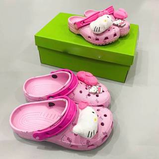 Dép sục nhựa bít mũi hoạ tiết hello kitty hồng nữ, sục trẻ em dễ thương tặng kèm charm trang trí