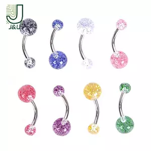 Bộ 8 cái nút nhẫn barbell rốn bụng, đầy màu sắc và lấp lánh