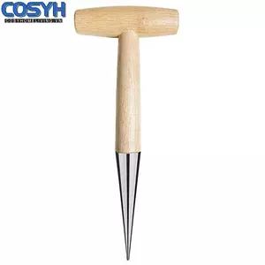 <cosyh>Garden Hole Digger with Wooden Handle for Planting Transplanting Fertilizing Use