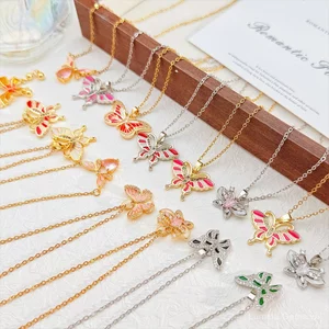 Vòng Cổ Châu Âu Mỹ Nhiều Màu Sắc Bướm Micro-Dát Zircon Xương Đòn Dây Xích Phụ Kiện Đơn Giản Cao Cấp Mùa Hè Mục Vụ Phong Cách Phụ Kiện