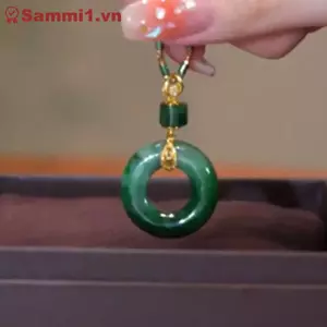 Vòng cổ tre cổ điển ZK với mặt dây chuyền giả ngọc bích, cổ hoa Totem mặt trời VN