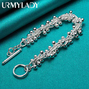 URMYLADY Vòng Tay Hạt Nho Mịn Bạc 925 OT Dây Xích Nữ Thời Trang Cưới Đính Hôn Quyến Rũ Trang Sức