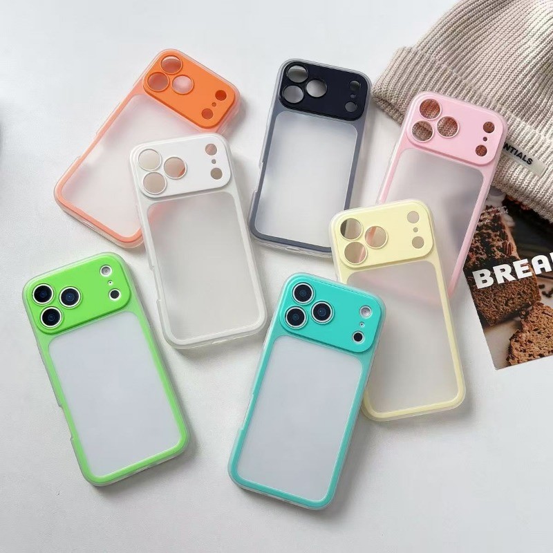 Ốp điện thoại viền silicon Acrylic mờ tối thiểu Thích hợp cho iPhone 17 16 15 14 13 Pro Max Ốp lưng