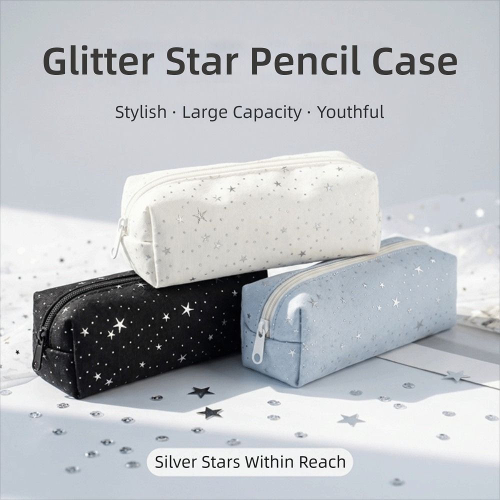 Túi đựng bút HIGHVIEWLS, Túi lưu trữ dung lượng lớn Star Polka Dot, Quà tặng bút chì thiết kế dây kéo di động