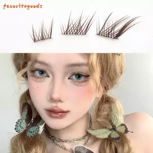 FAVORITEGOODS 60 Cái Lông Mi Giả, Cụm Lông Mi Không Keo Dán Tự Dính, Wispy Manga Màu Nâu Mềm Mắt Mèo DIY Lash Extensions dành cho Nữ