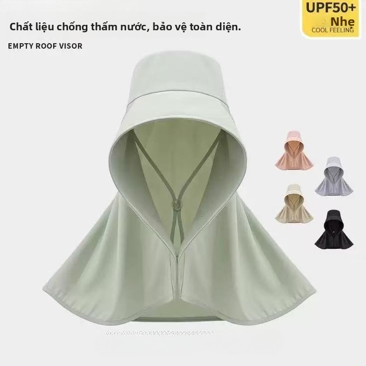 Mũ Chống Nắng Nữ 2025 Phong Cách Mới, Vành Lớn, Khăn Choàng Bảo Vệ Cổ