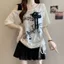 Mùa Hè 2026 Phong Cách Mới Của Mỹ Retro Rách Rời Vai Xếp Ly Áo Thun Ngắn Tay Rời Top INS