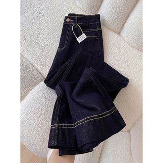 [Seckill trong thời gian có hạn] Quần jean nữ cạp cao 2026 Quần jean mùa hè mỏng phiên bản chữ a màu xanh đậm Quần ống rộng