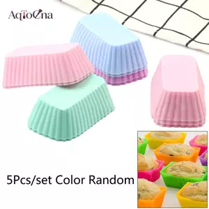 AqToCna 5 Khuôn Làm Bánh Silicon Hình Chữ Nhật Muffin Cốc Bánh Nướng Khuôn Nhà Bếp Bánh Ngọt Dụng Cụ AqToCna