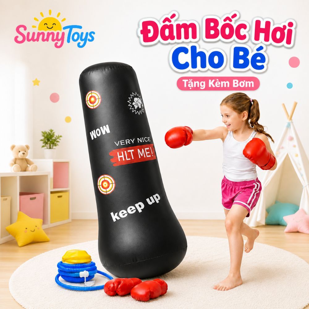 Bộ Đấm Bốc Hơi SunnyToys Tặng Kèm Bơm - Trụ Boxing Cho Bé Vận Động Vui Nhộn