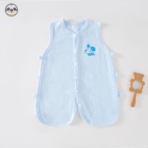 Bộ áo liền quần Pipa Cotton nguyên chất không tay mùa hè sơ sinh / Bộ đồ ngủ thoáng khí cho bé sơ sinh / Bộ đồ thoải mái dễ thương cho bé