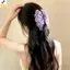 < YEI > Kẹp móng vuốt tóc Acrylic hoa cho kỳ nghỉ thanh lịch Bãi biển màu trơn trông mới