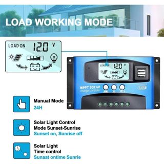 MPPT 30A/40A/60A/ Tự động lấy nét theo dõi bảng điều khiển năng lượng mặt trời Bộ điều chỉnh sạc với cổng USB ké  AIMVUK