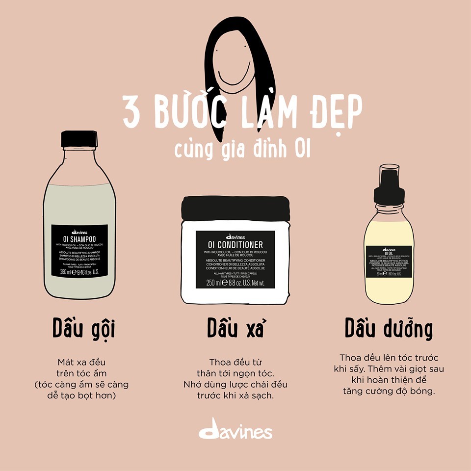 Combo trộn bộ dưỡng tóc DAVINES OI chính hãng ( bộ nhỏ ) [ MK ]