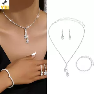 < YEI > 3 Bộ Trang Sức Nữ Thời Trang Với Bông Tai Zircon Dây Vòng Tay Trang Trí Đám Cưới Mới
