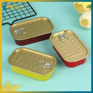 BVY 2 Cái Hộp thiếc Mini rỗng hình chữ nhật bằng kim loại Hộp đựng thực phẩm kín có nắp vòng kéo Hộp lưu trữ tổ chức nhỏ đa năng.